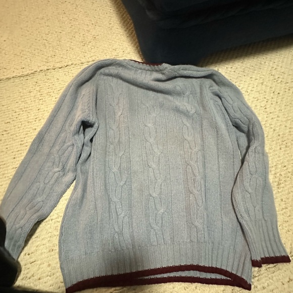 Turnbull and asser knit cable blue and burgundy pullover - Picture 4 of 6